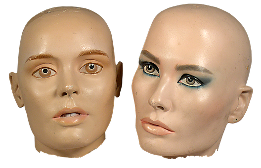 Mannequin Head Before After Makeup PNG image