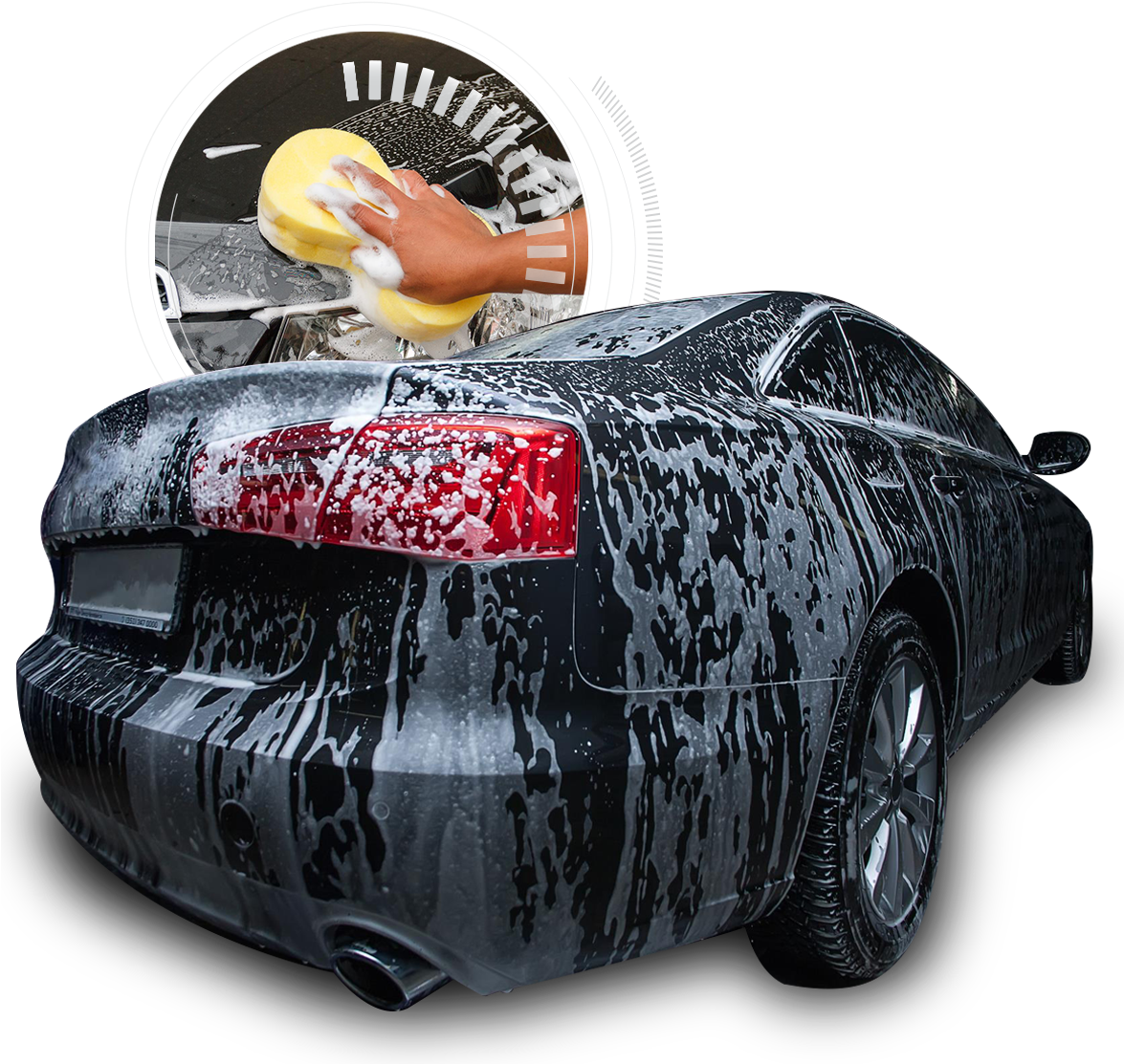 Manual Car Wash Process PNG image