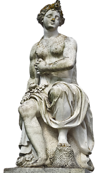 Marble Sculptureof Seated Woman PNG image