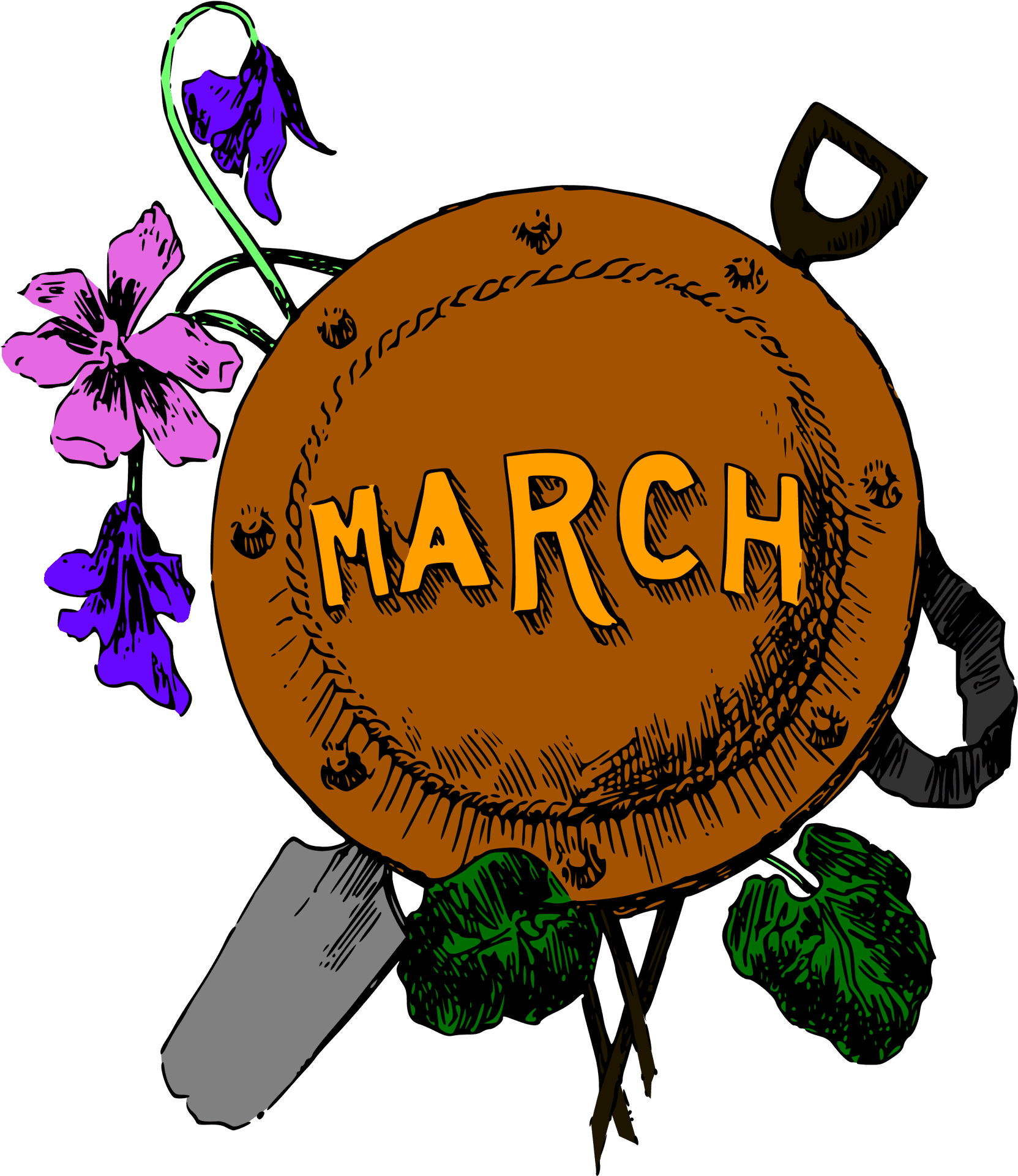 March Baseballand Flowers Illustration PNG image