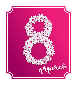 March Womens Day Floral Graphic PNG image