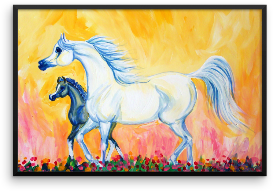 Mareand Foal Painting PNG image