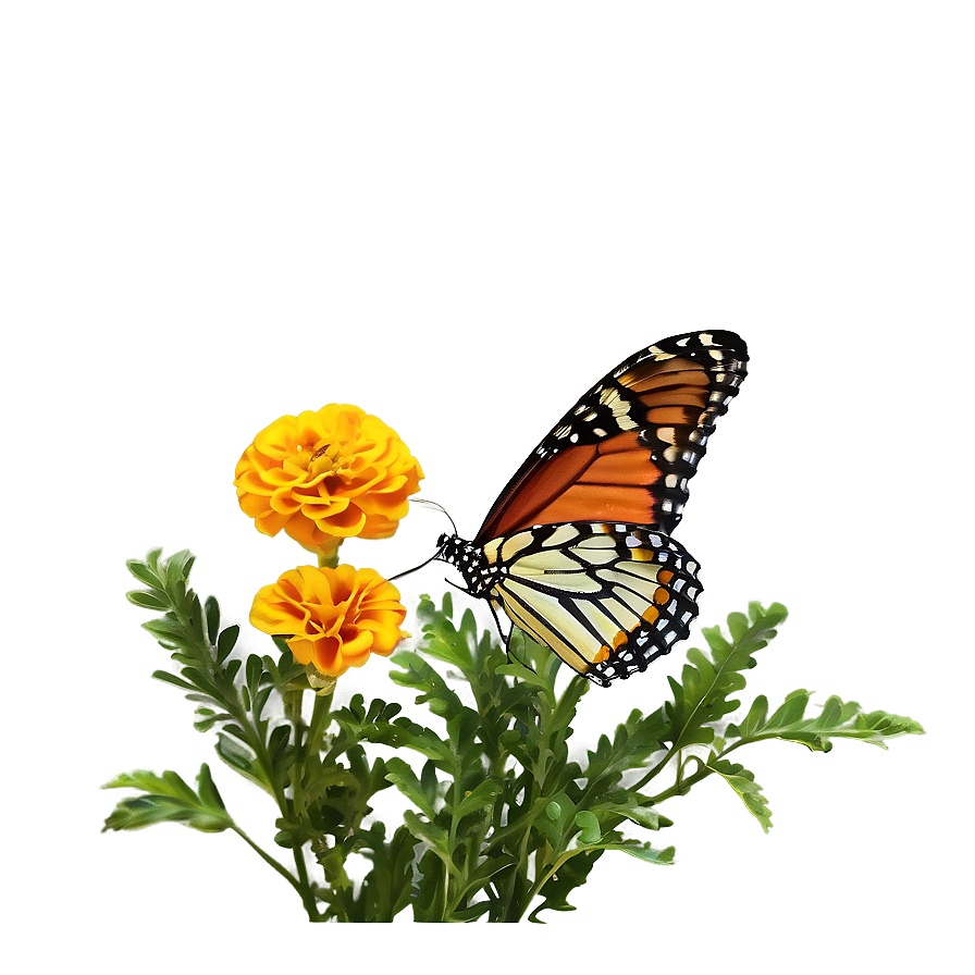 Marigolds And Butterflies Png 92 PNG image