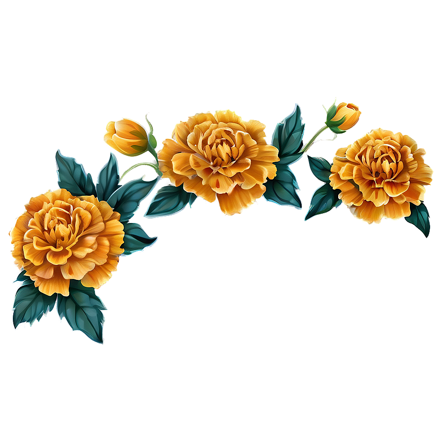 Marigolds Border Design Png Sia PNG image