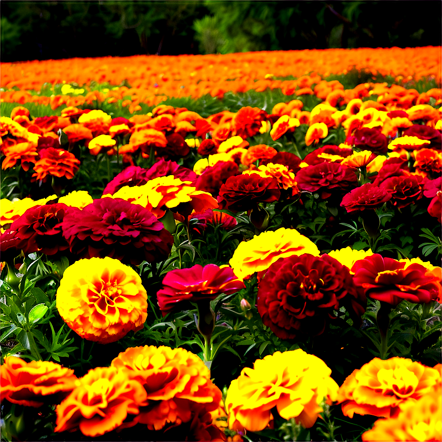 Marigolds In Landscape Png 06132024 PNG image