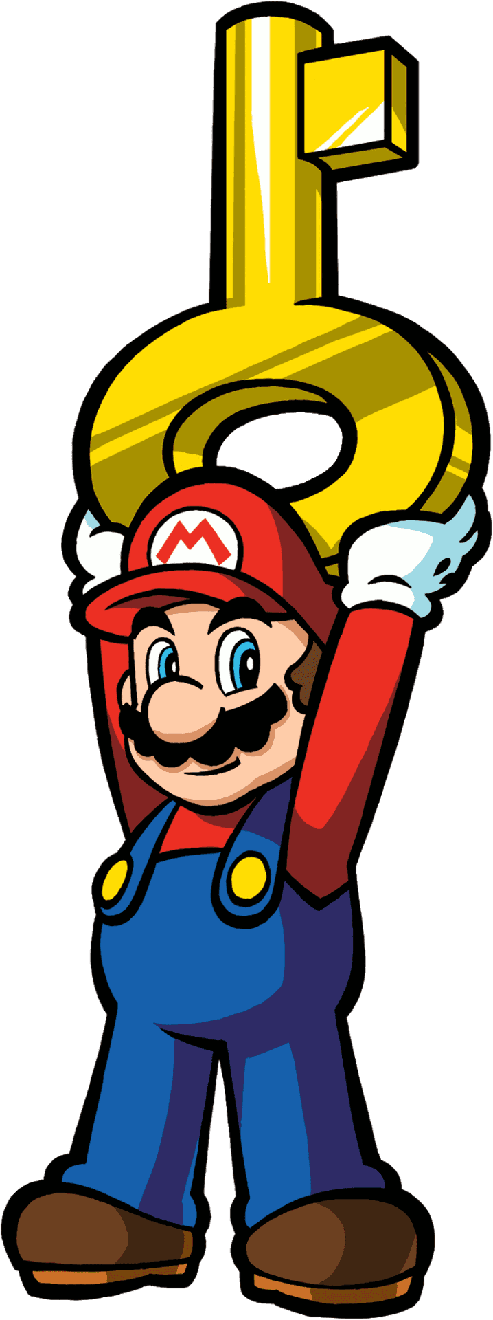 Mario Holding Giant Gold Key PNG image