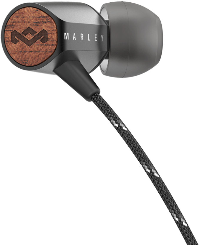 Marley Wood Accent Earbuds PNG image