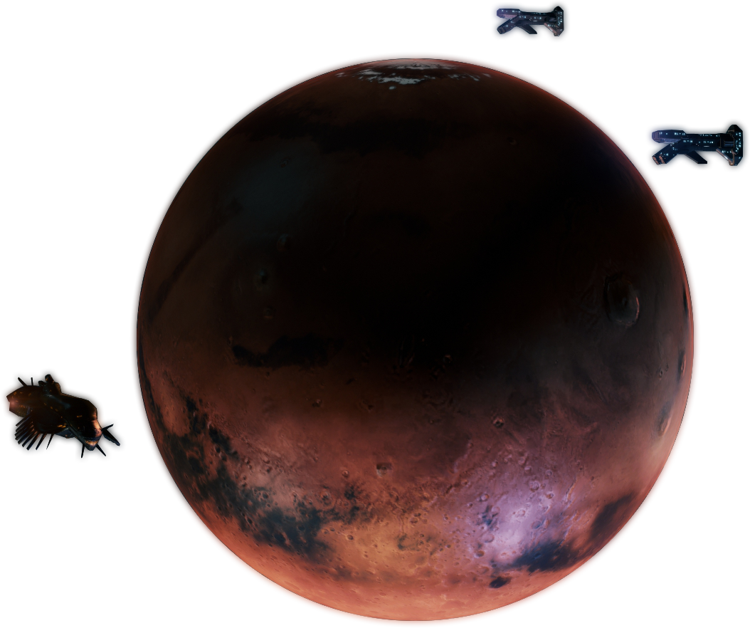 Mars Planet Spacecrafts Orbiting PNG image