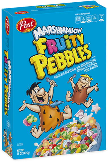 Marshmallow Fruity Pebbles Cereal Box PNG image