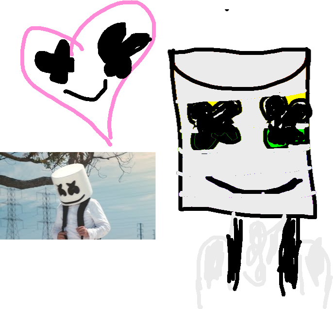 Marshmello Fan Artand Real Photo PNG image