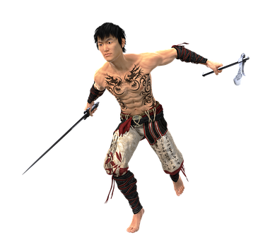 Martial_ Artist_with_ Tribal_ Tattoos PNG image