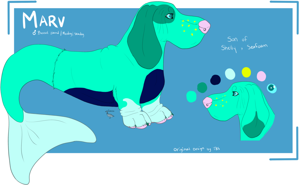 Marv Mermaid Basset Hound Concept Art PNG image