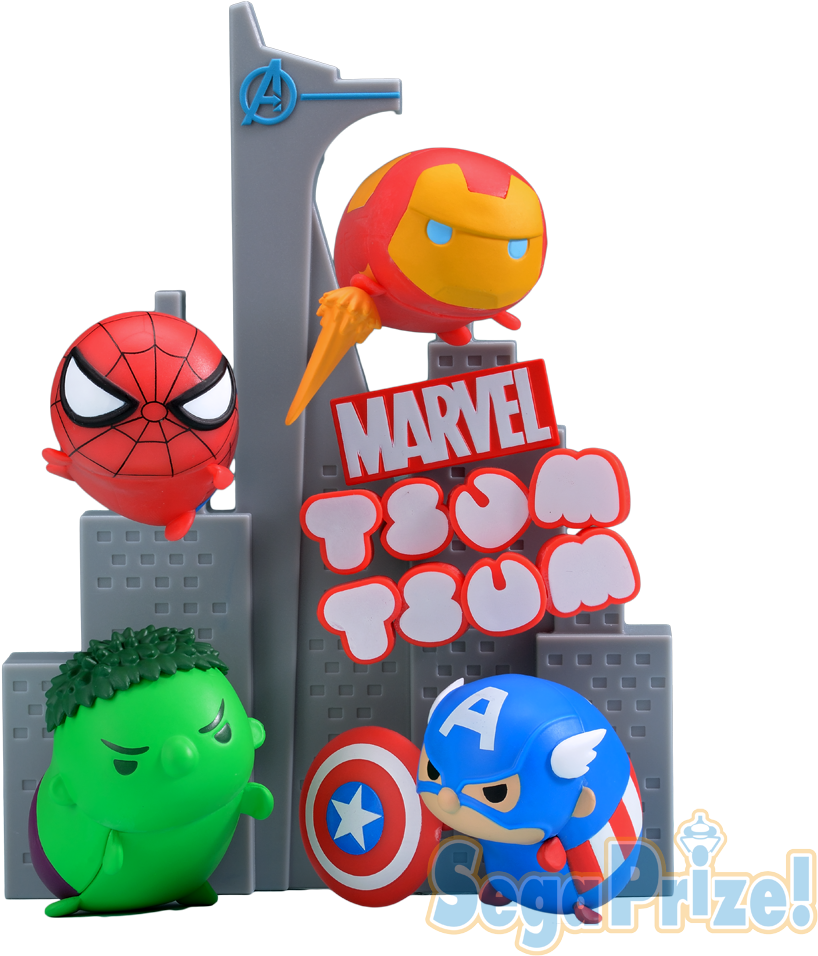 Marvel Tsum Tsum Figurines Display PNG image