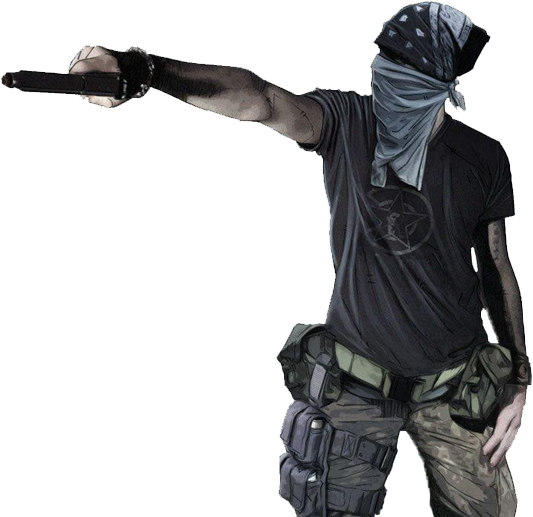Masked Gangster Pointing Gun PNG image