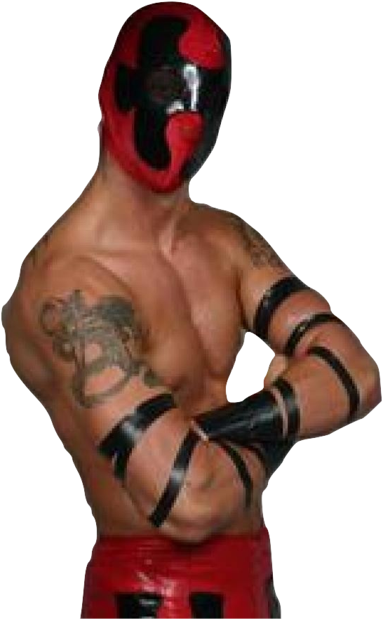 Masked Wrestlerin Redand Black PNG image