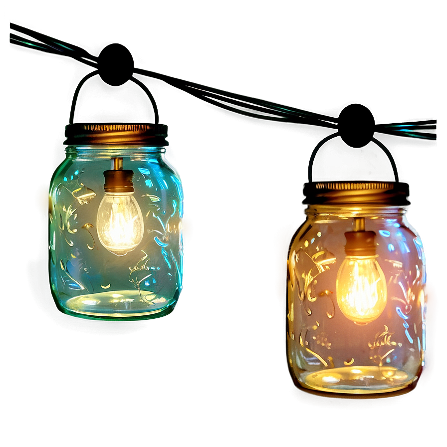 Mason Jar String Lights Png 05252024 PNG image