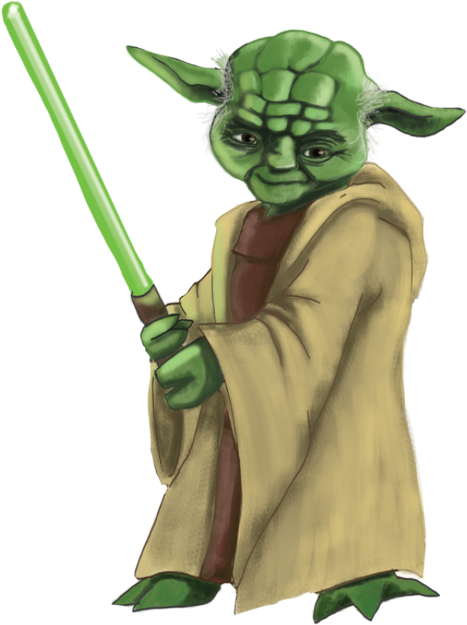 Master Yoda With Lightsaber PNG image