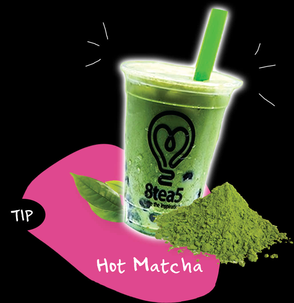 Matcha Bubble Tea Promotion PNG image