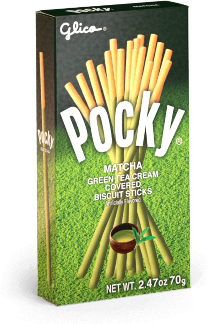 Matcha Pocky Green Tea Cream Biscuit Sticks Box PNG image