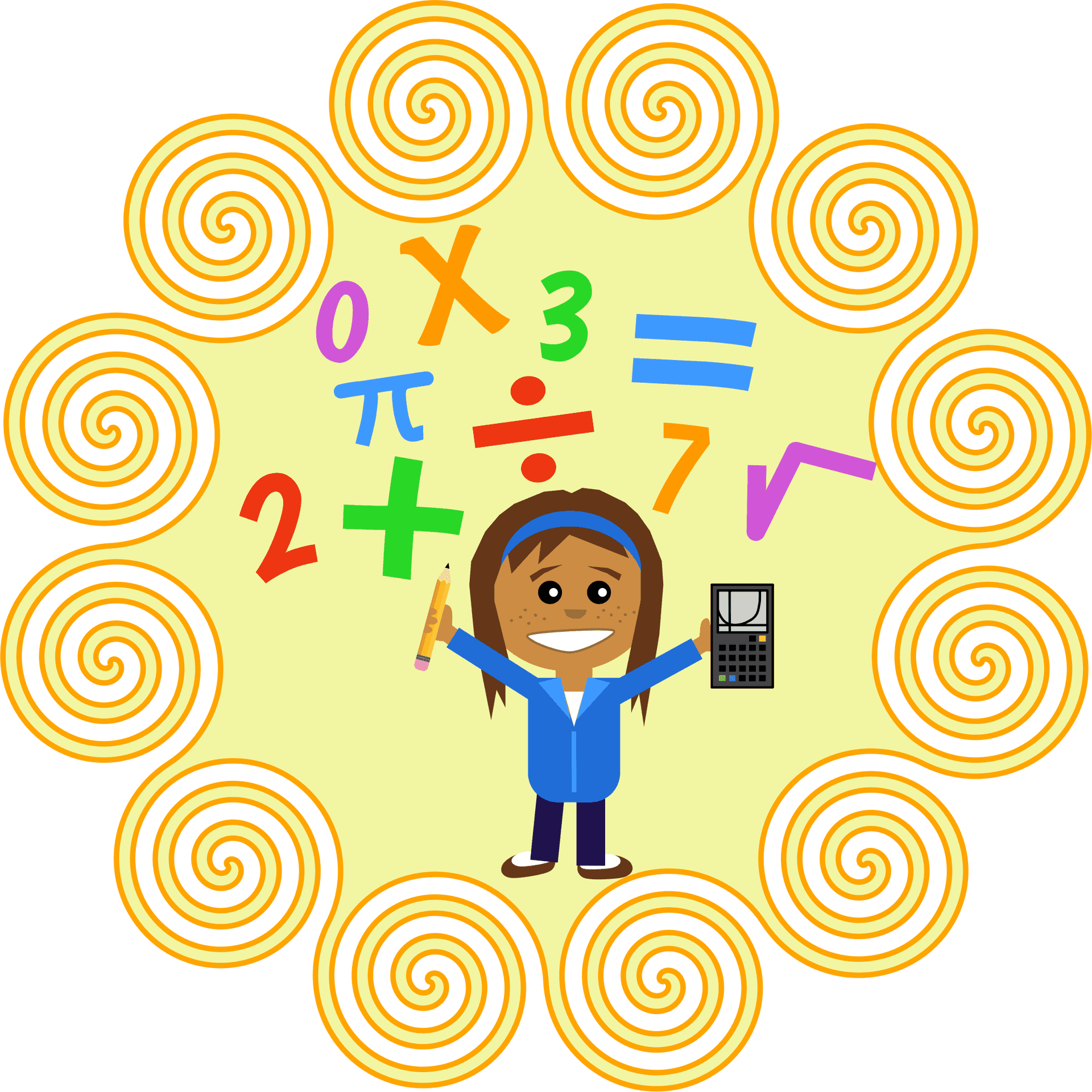 Math Learning Adventure Cartoon PNG image