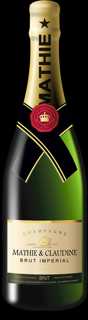 Mathie Claudine Brut Imperial Champagne Bottle PNG image
