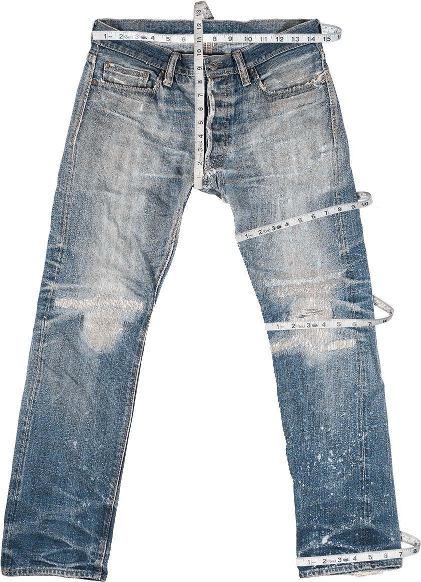 Measuring Denim Jeanswith Tape PNG image
