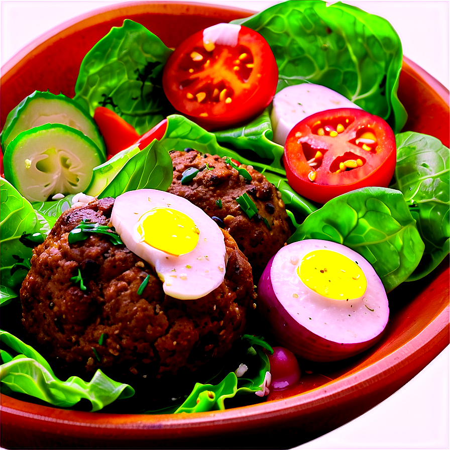 Meatballswith Quail Eggsand Vegetables PNG image