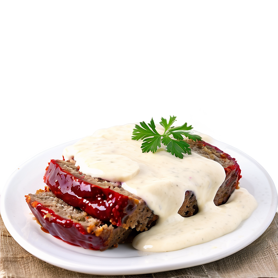 Meatloaf With Creamy Topping Png Een PNG image