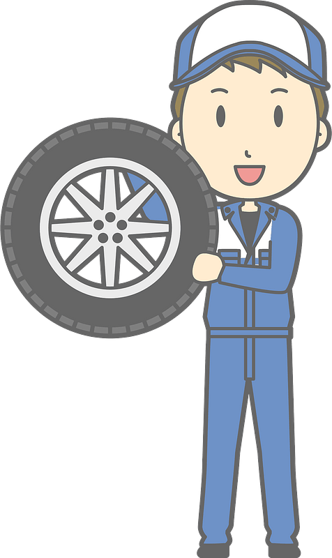 Mechanic Holding Tire Clipart PNG image