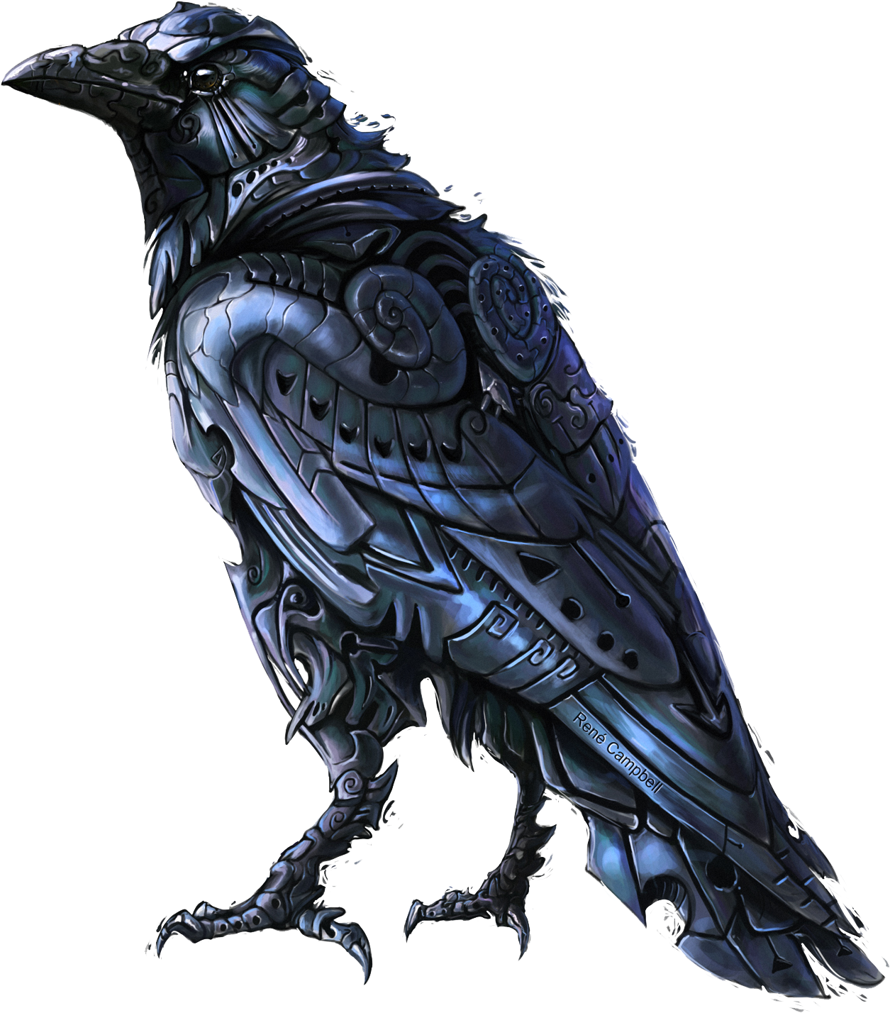 Mechanical Raven Artwork PNG image