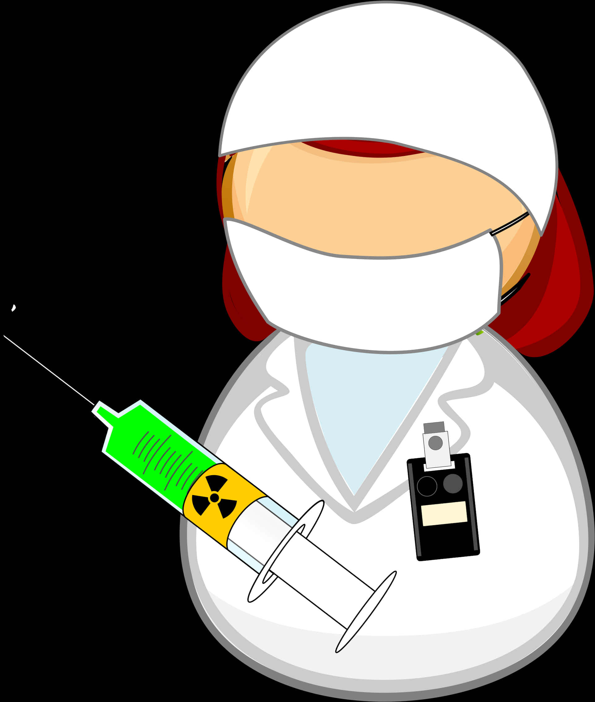 Medical Professional Cartoonwith Syringeand Vial PNG image