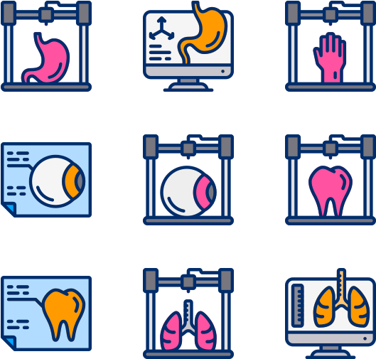 Medical3 D Printing Icons Set PNG image