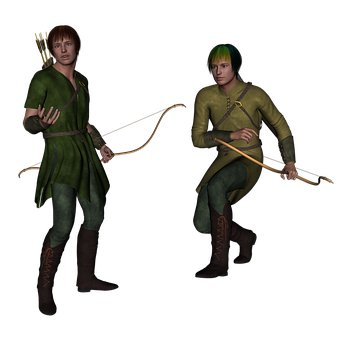 Medieval Archer Duo3 D Render PNG image