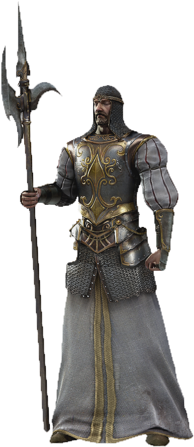 Medieval Knight Halberdier Figurine PNG image