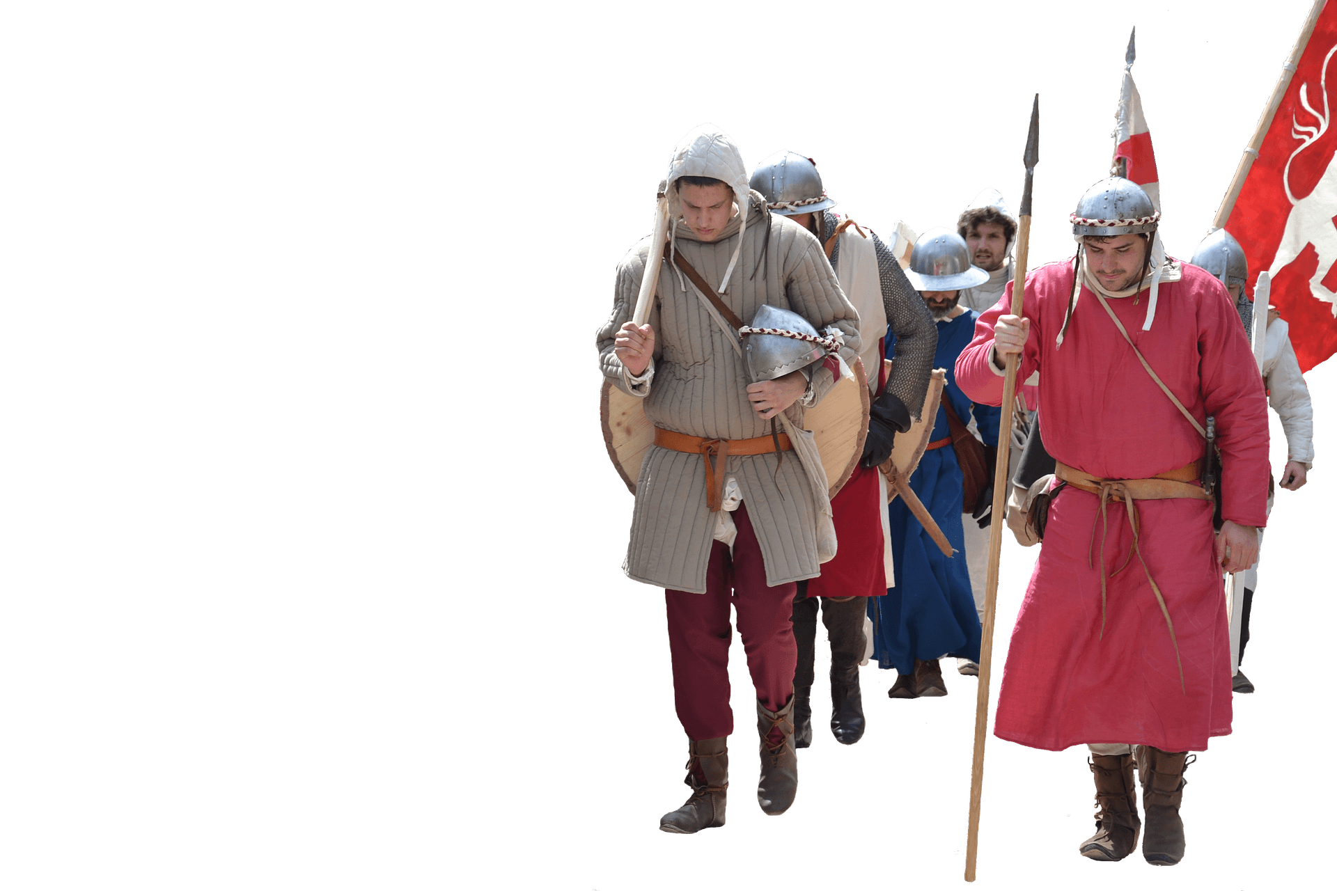 Medieval Reenactors Marching PNG image