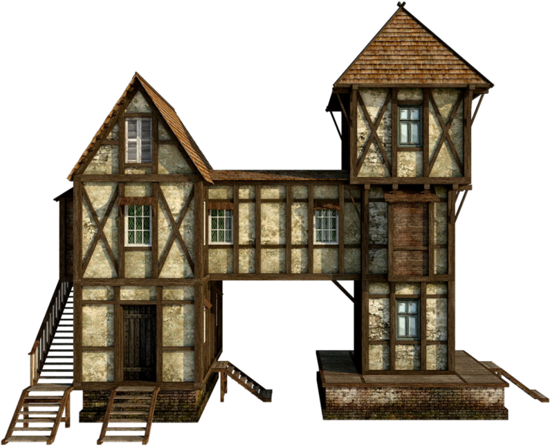 Medieval Timber Framed House3 D Model PNG image
