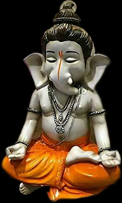 Meditating Lord Ganesh Statue PNG image