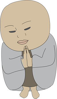 Meditating Monk Cartoon Illustration PNG image