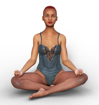 Meditating Woman Red Hair PNG image