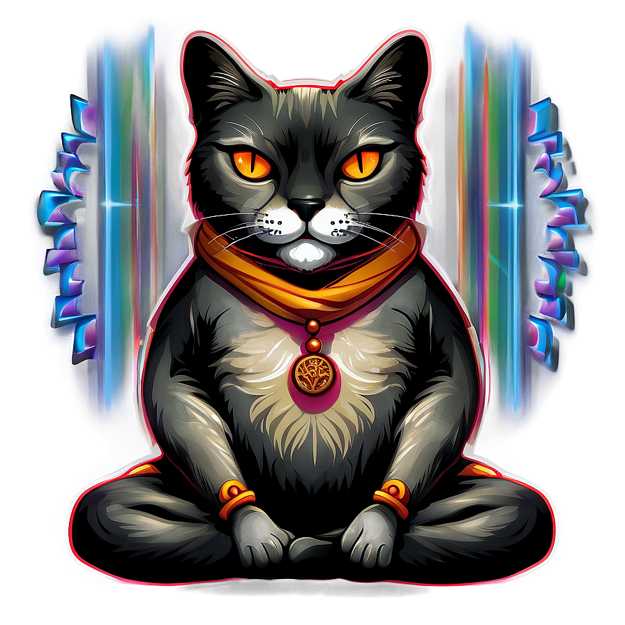 Meditating Zen Master Cat Vector Png 06262024 PNG image