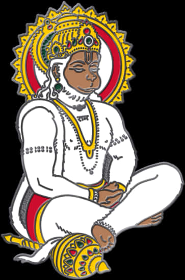 Meditative Hanuman Vector Art PNG image