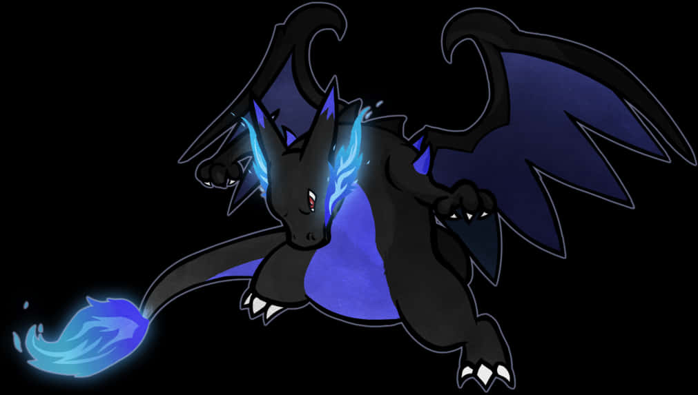 Mega Charizard X Breathing Blue Flame PNG image