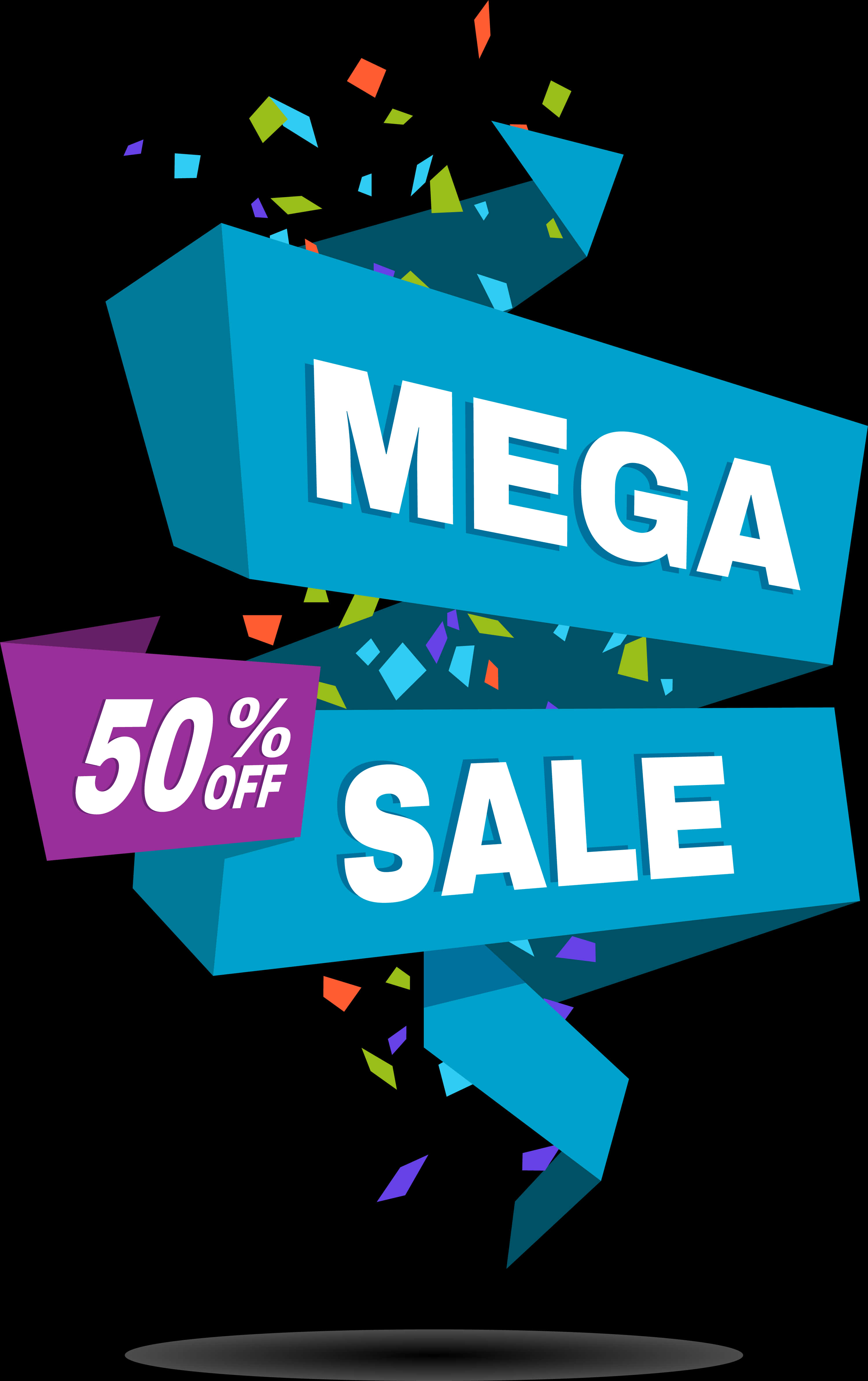 Mega Sale50 Percent Off Promotion PNG image