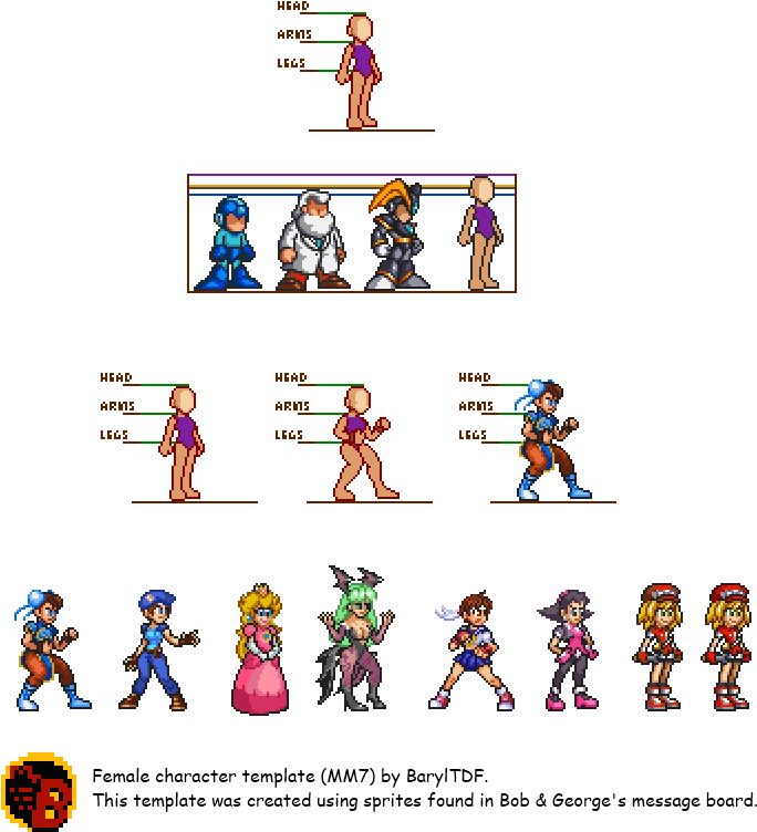 Megaman Sprite Character Template PNG image