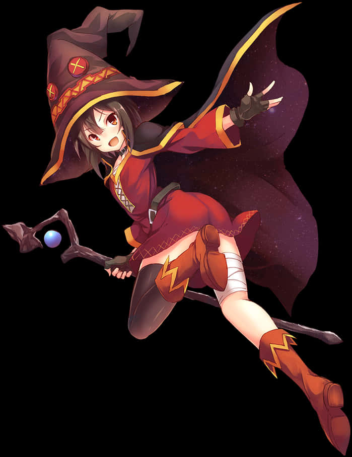 Megumin Casting Spell Anime Artwork PNG image