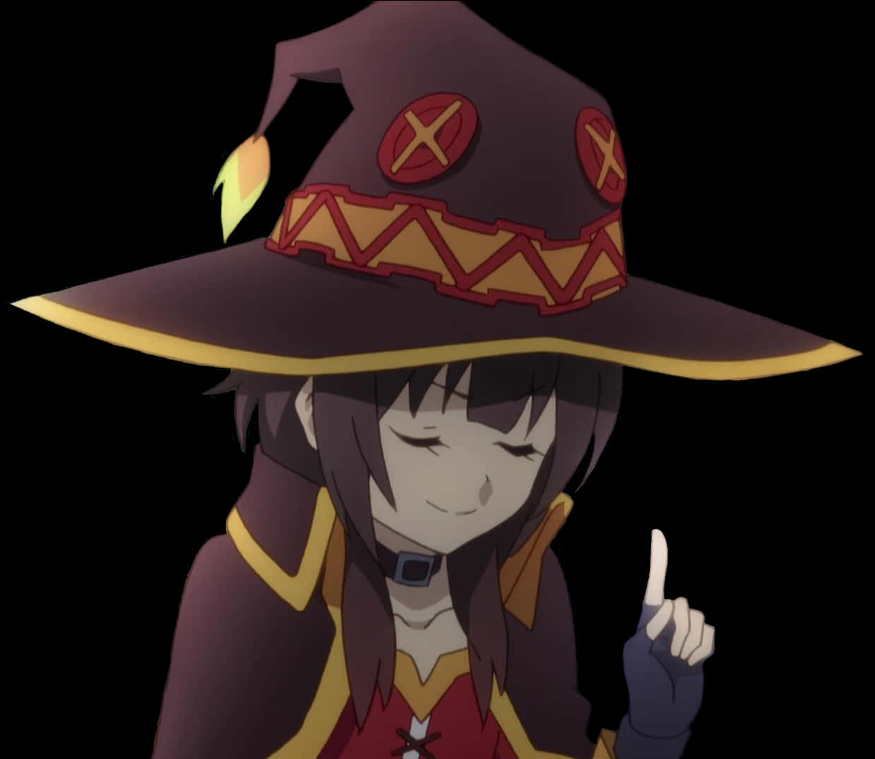 Megumin Smiling With Finger Raised PNG image