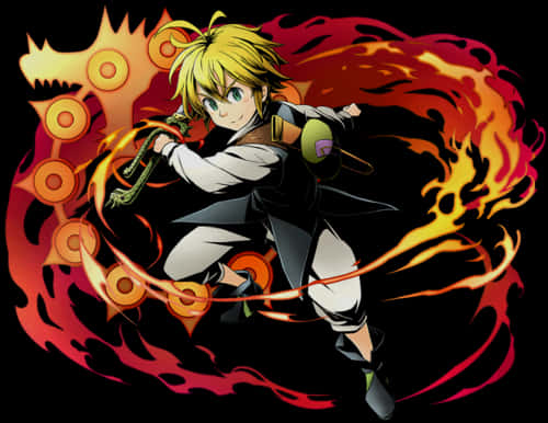 Meliodas Demon Power Anime Artwork PNG image