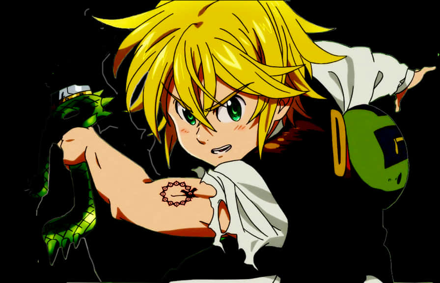 Meliodas Seven Deadly Sins Anime Action Pose PNG image