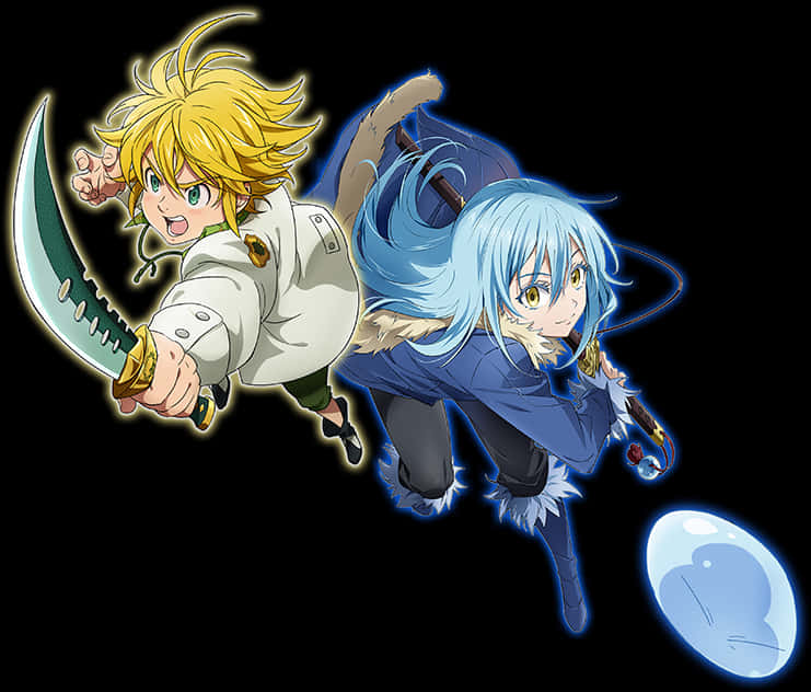 Meliodasand Elizabeth Anime Characters PNG image