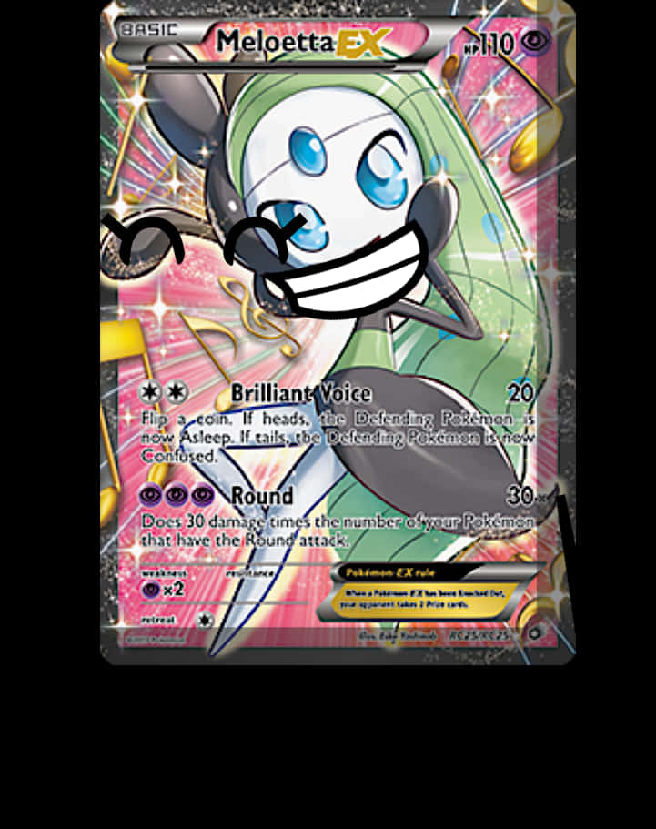 Meloetta E X Pokemon Card Artwork PNG image